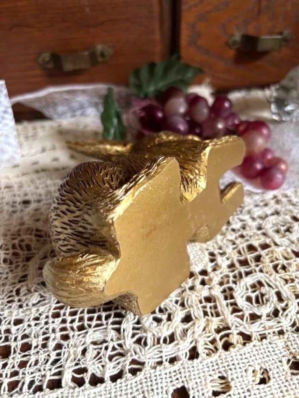 Gold-Tone Vintage Bunny Rabbit Figurine Sculpture Cottagecore Shelf Decor - Picture 2 of 5